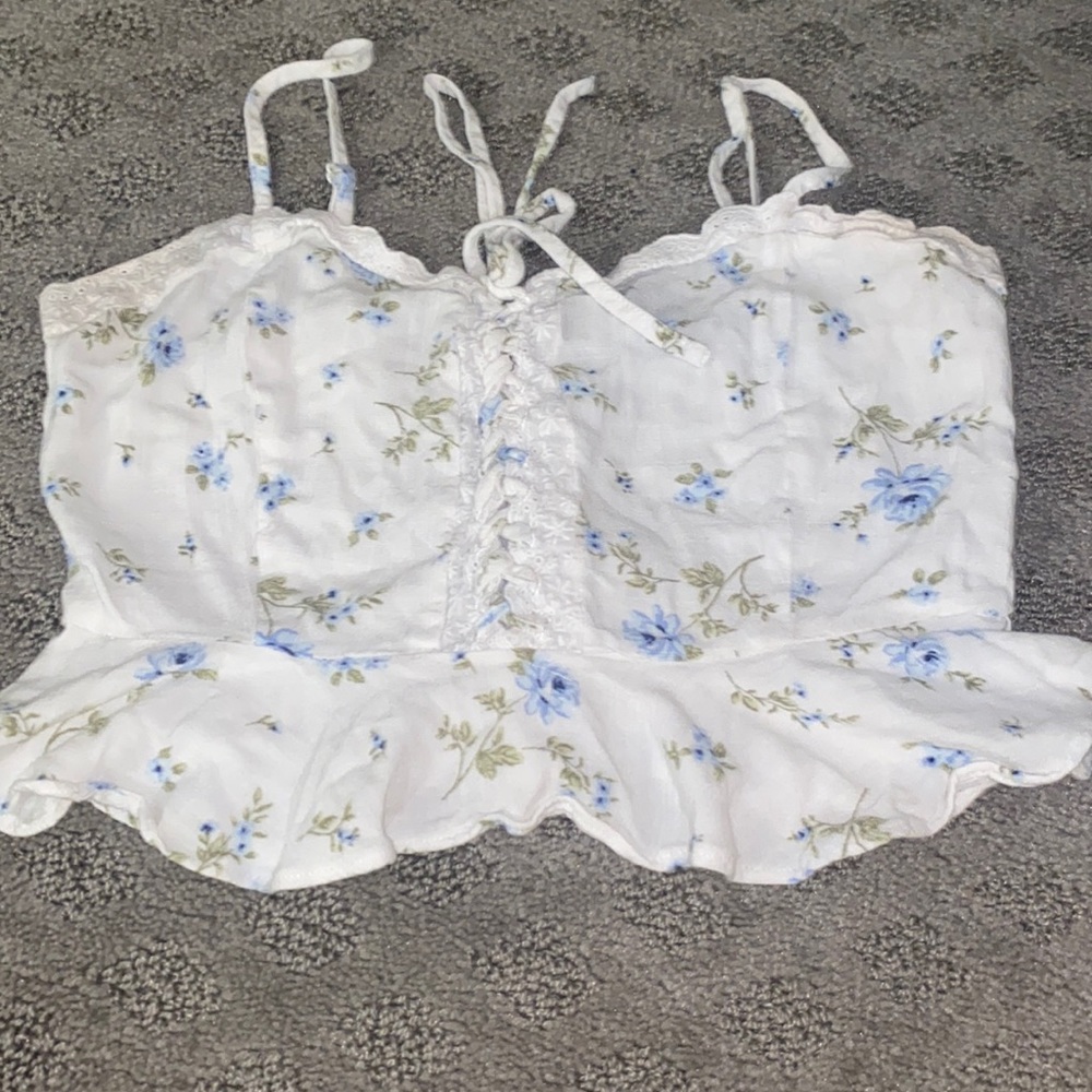 A floral crop tank top